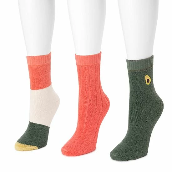 Women's MUK LUKS 3-pack Terry Crew Socks Alice Blue