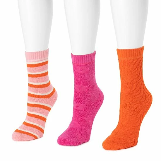 Women's MUK LUKS 3-pack Terry Crew Socks Alice Blue - Image 5