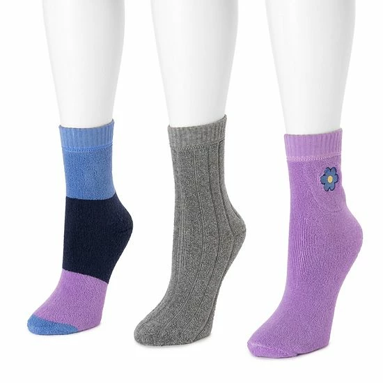Women's MUK LUKS 3-pack Terry Crew Socks Alice Blue - Image 8