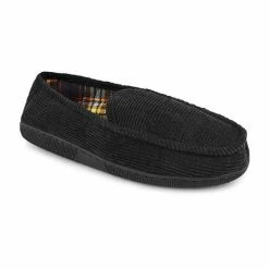 MUK LUKS Men's Corduroy Moccasin Slippers Black