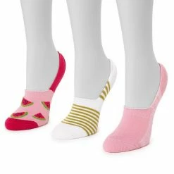 Women's MUK LUKS No-Show Socks 3-Pack Watermelon Pk