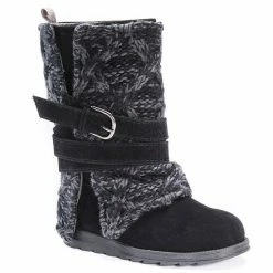 MUK LUKS Nevia Women's Sweater Boots Black Gray