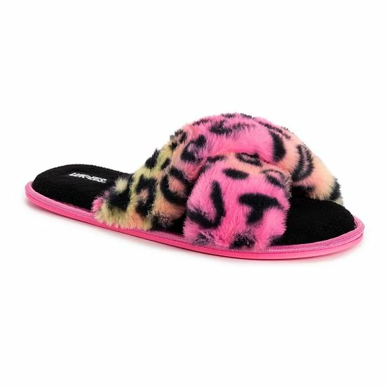 LUKEES By MUK LUKS Women's Lara Faux Fur Slide Slippers Fuchsia Rainbow Multi - Image 7