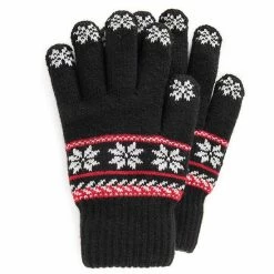 Women's MUK LUKS Fairisle Lined Touchscreen Gloves Ebony