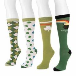 Women's MUK LUKS 4-pack Novelty Knee-High Socks St Pattys Day