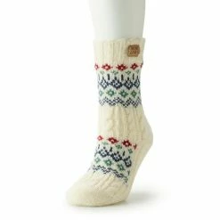 Women's MUK LUKS Tall Sweater Cabin Socks Candy Apple