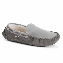 Men's MUK LUKS® Everett Moccasin Slippers Dark Gray