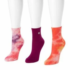Women's MUK LUKS 3-pack Tie-Dye Terry Crew Socks Rainbow