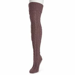Women's MUK LUKS Cable Knit Over-the-Knee Socks Purple Haze