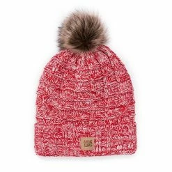 Women's MUK LUKS Logo Patch Pompom Beanie Poppy