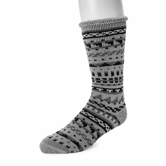 Men's MUK LUKS Heat Retainers Solid Thermal Socks Ebony Grey Camo - Image 7