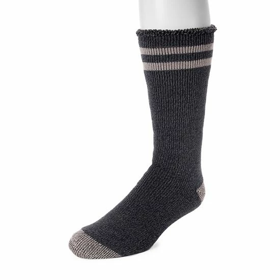 Men's MUK LUKS Heat Retainers Solid Thermal Socks Ebony Grey Camo - Image 11