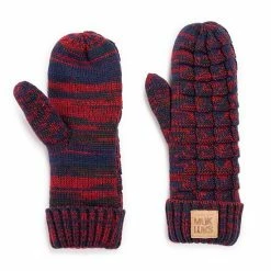 Women's MUK LUKS Patch Pom Mittens Liberty Blue