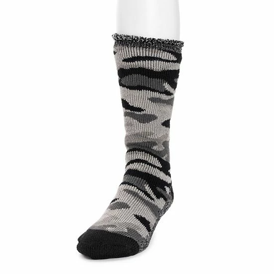 Men's MUK LUKS Heat Retainers Solid Thermal Socks Ebony Grey Camo - Image 14