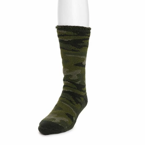 Men's MUK LUKS Heat Retainers Solid Thermal Socks Ebony Grey Camo - Image 15