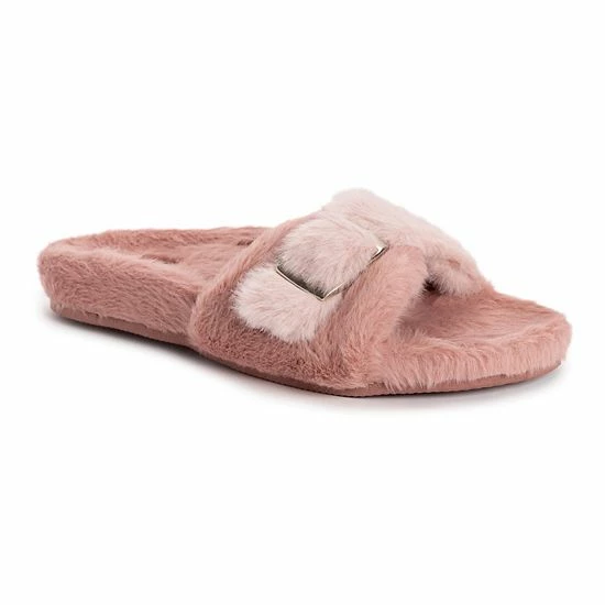 Women's MUK LUKS Brilla Faux Fur Slide Slippers Antique Pink