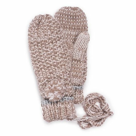 Women's MUK LUKS Pompom Mittens Neutral - Image 3