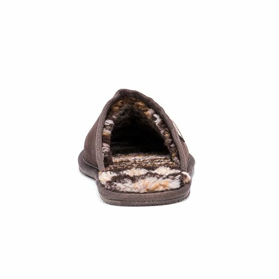 MUK LUKS Men's Leather Suede Berber Fleece Scuff Slippers Chocolate - Image 2