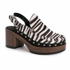 MUK LUKS Spain Valencia Women's Heeled Mules Zebra Navy