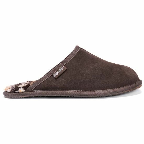 MUK LUKS Men's Leather Suede Berber Fleece Scuff Slippers Chocolate - Image 5