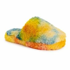 LUKEES By MUK LUKS Women's Brynne Tie Dyed Sherpa Slippers Rainbow Multi