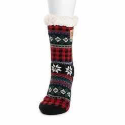 Women's MUK LUKS Patterned Cabin Slipper Socks Ivory