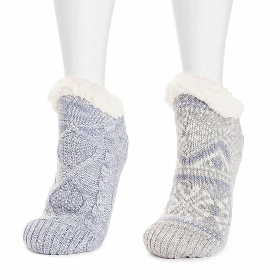 Women's MUK LUKS 2-Pack Short Cabin Socks Alice Blue - Image 6