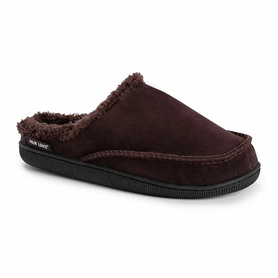 Men's MUK LUKS Faux Suede Clog Slippers Brown - Image 6