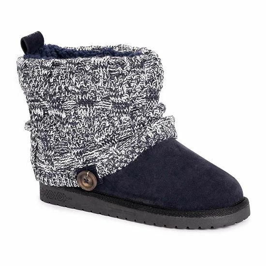 Essentials By MUK LUKS Laurel Women's Knit Winter Boots Black Gray - Image 8