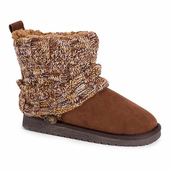 Essentials By MUK LUKS Laurel Women's Knit Winter Boots Black Gray - Image 9