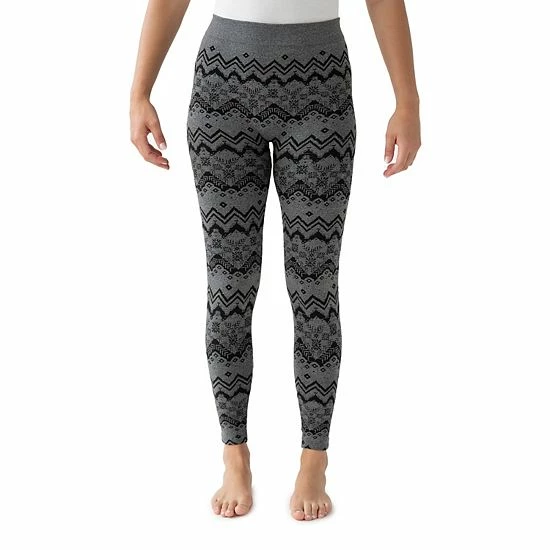 Women's MUK LUKS Jaquard Fleece Lined Leggings Black Gray - Image 5