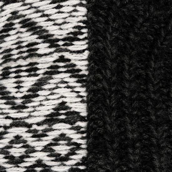 Women's MUK LUKS® Fairisle Gripper Crew Socks Black White Boho - Image 3