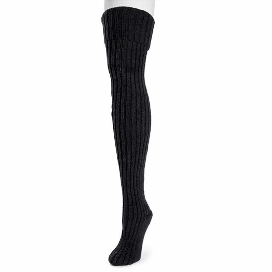 Women's MUK LUKS Chunky Ribbed Over The Knee Socks Ebony 3 Women's MUK LUKS Chunky Ribbed Over The Knee Socks Ebony