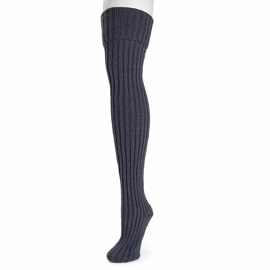 Women's MUK LUKS Chunky Ribbed Over The Knee Socks Ebony 5 Women's MUK LUKS Chunky Ribbed Over The Knee Socks Ebony - Image 3