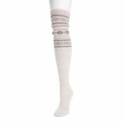 Women's MUK LUKS Fair Isle Cuff Over-the-Knee Socks Gray