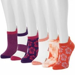 Women's MUK LUKS 6-pack Tropical Ankle Sport Socks Pink