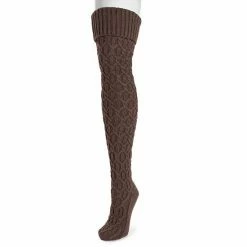 Women's MUK LUKS Chunky Cable Knit Over-the-Knee Socks Pale Mauve