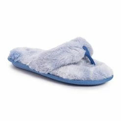 Women's MUK LUKS Maren Faux Fur Thong Slippers Chalk Violet
