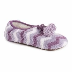 Women's MUK LUKS Terry Ballerina Slipper Socks Violet