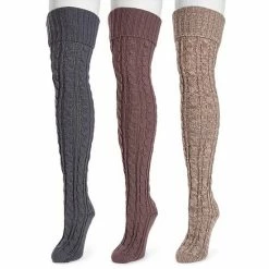 Women's MUK LUKS 3-Pack Cable Knit Over-the-Knee Socks