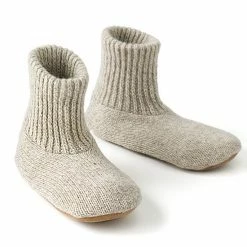 MUK LUKS Men's Nordic Knit Bootie Slipper Socks Natural