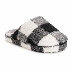 Women's MUK LUKS Maven Sherpa Clog Slippers Red Buffalo Check