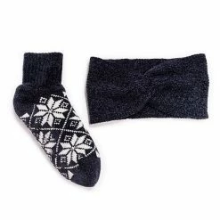 Women's MUK LUKS Chenille Headband And Moisturizing Socks Set Navy